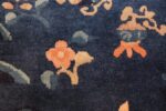 round antique navy background chinese rug 49593 rose Nazmiyal
