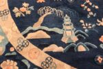 round antique navy background chinese rug 49593 temple Nazmiyal