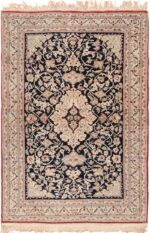 Small Scatter Size Vintage Silk and Wool Persian Nain Rug 49616 by Nazmiyal