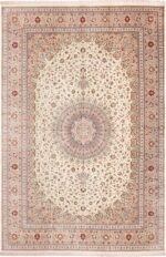 Large Floral Vintage Persian Silk Kashan Rug 60019 by Nazmiyal