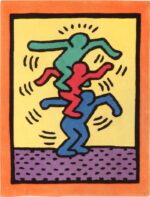 Small Size Vintage Keith Haring Balancing Figures Art Rug 49660 by Nazmiyal