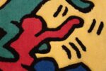 small size vintage american rug designed by keith haring 49660 red Nazmiyal
