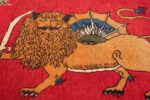 vintage lion designed tabriz persian rug 49625 field Nazmiyal