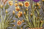 vintage silk floral tabriz persian rug 51180 yellow Nazmiyal