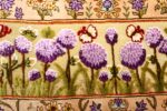 vintage small size silk tabriz persian rug 51178 border Nazmiyal