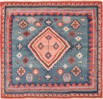 Small Square Size Vintage Azari Tribal Turkish Rug 49649 by Nazmiyal