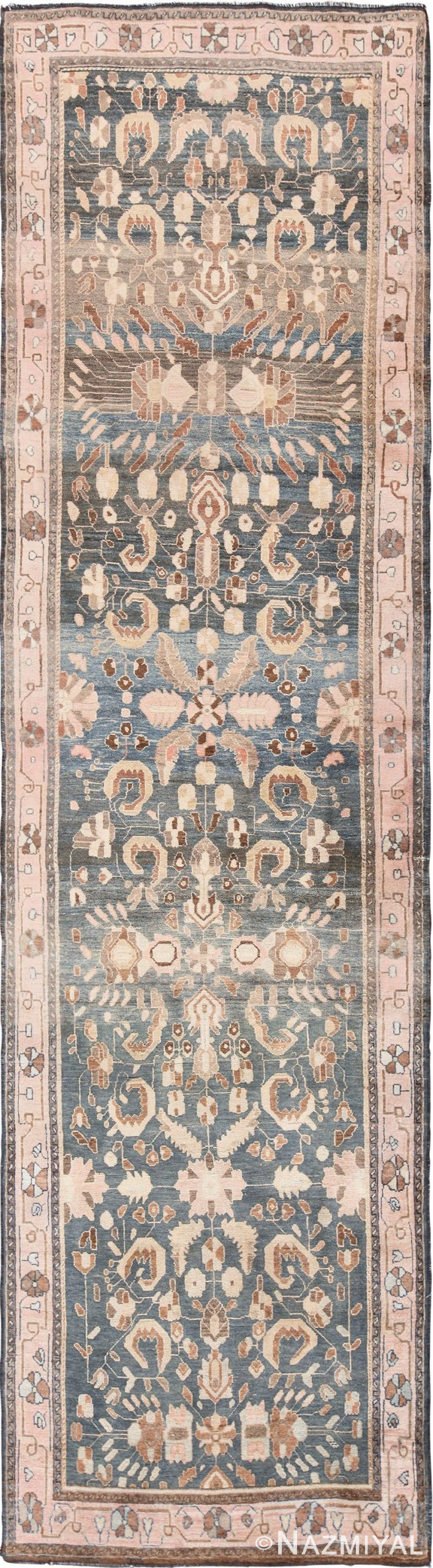 Grey Blue Antique Khorassan Persian Runner Rug 49638 by nazmiyal
