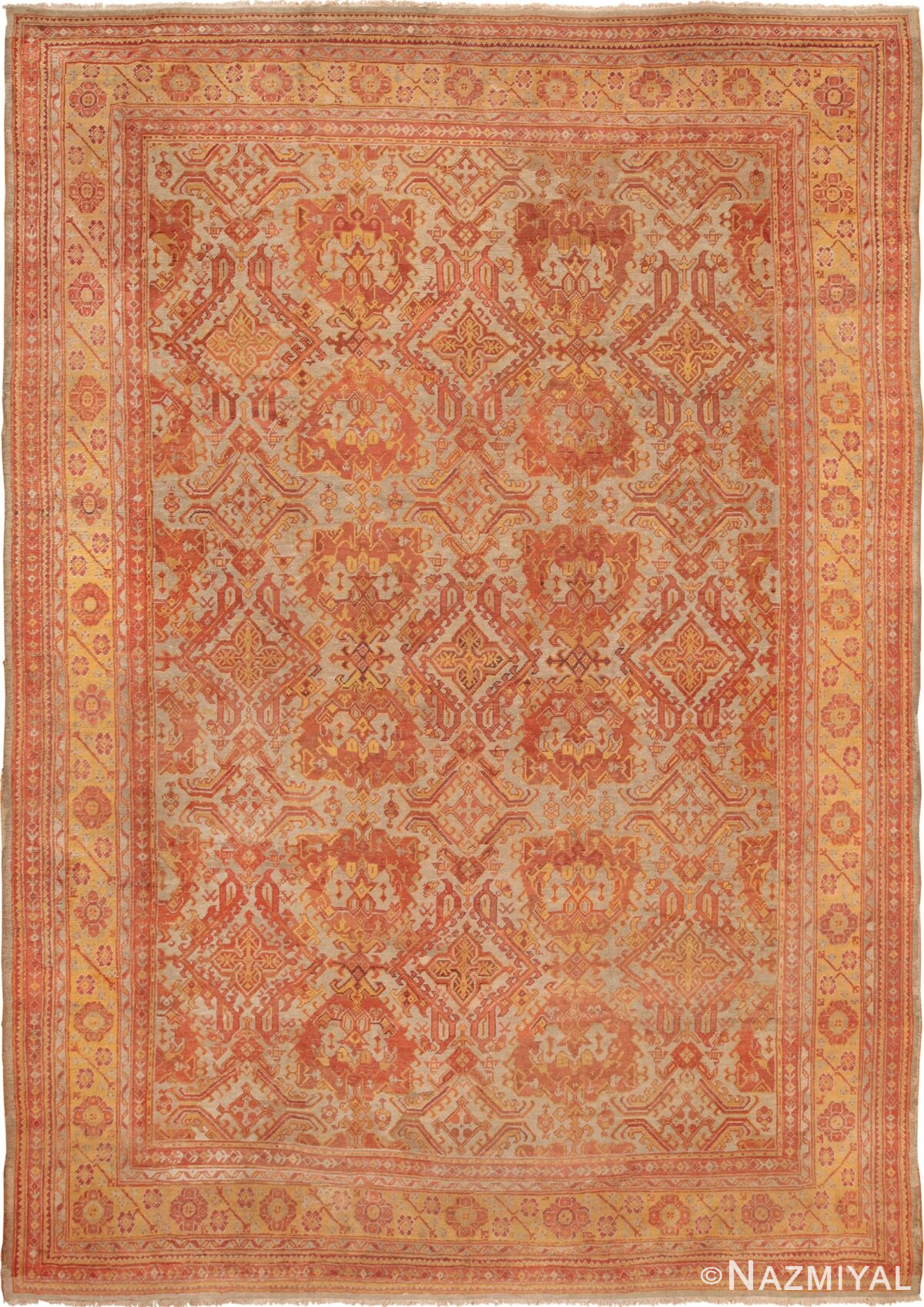 Large Decorative Antique Turkish Oushak Rug 49652 by Nazmiyal