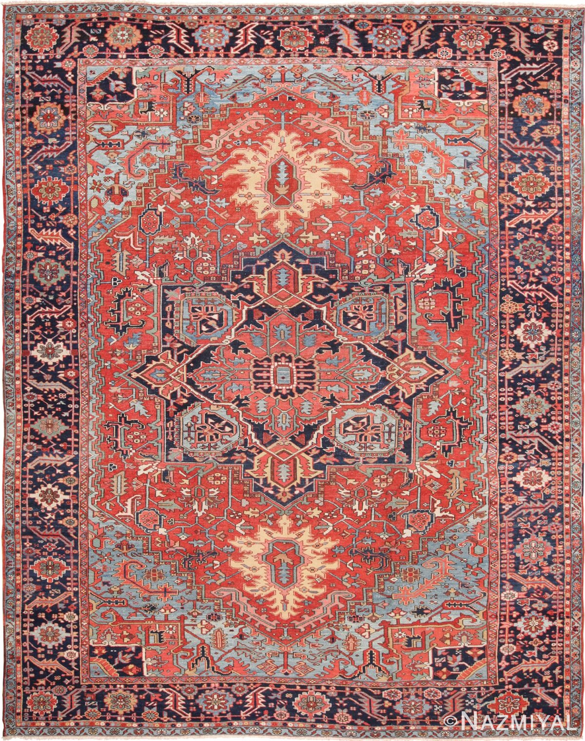 Large Antique Geometric Persian Heriz Rug 49654 by Nazmiyal