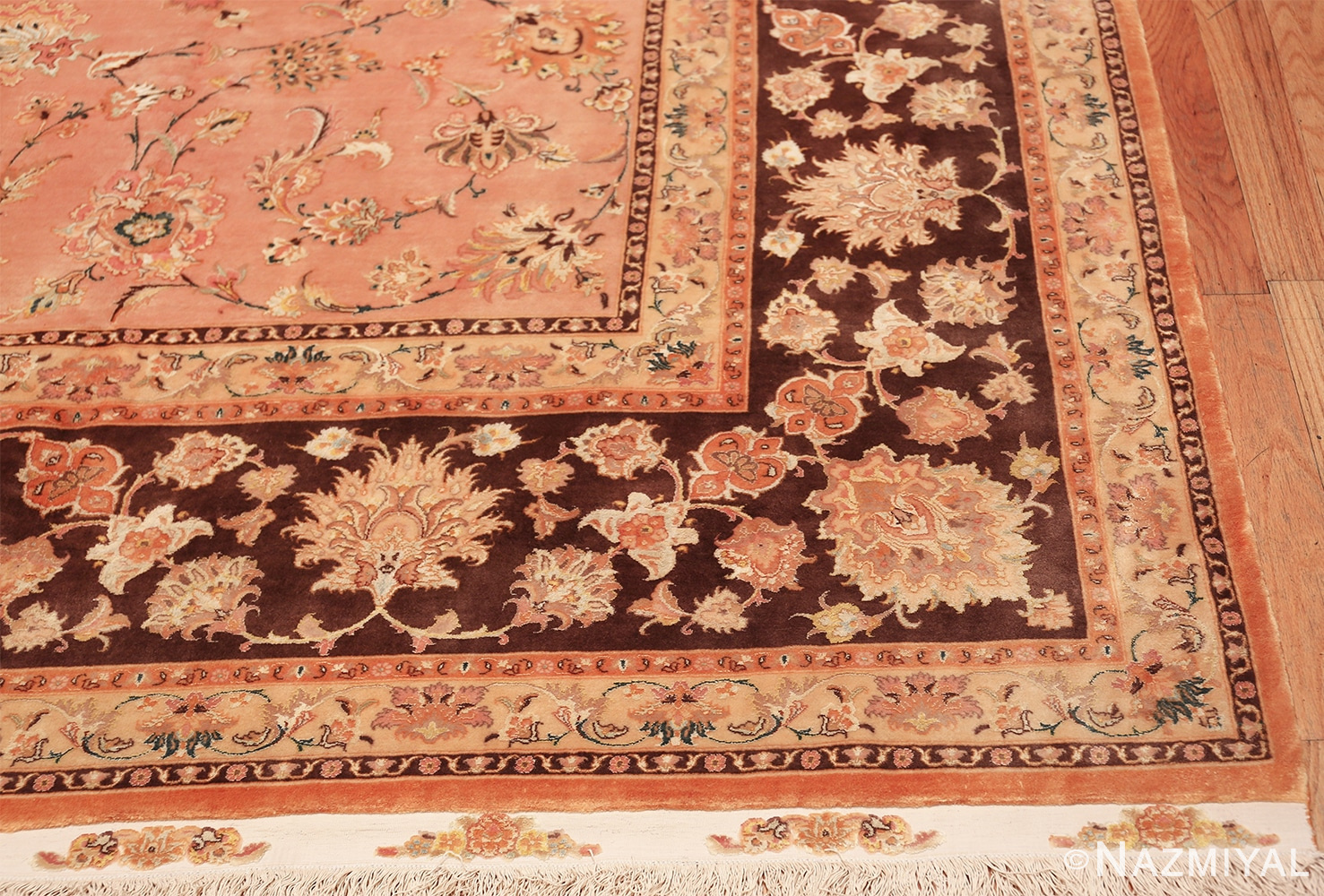large silk and wool vintage tabriz persian rug 60014 corner Nazmiyal