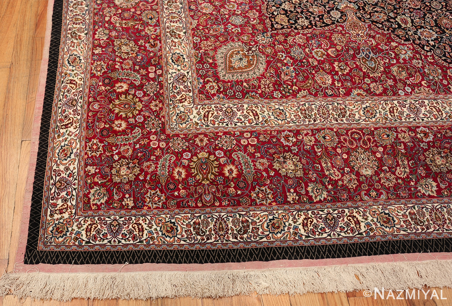 silk and wool vintage khorassan persian rug 60017 corner Nazmiyal