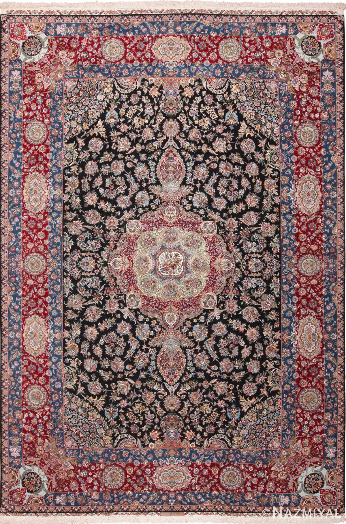 Large Silk and Wool Vintage Tabriz Persian Rug 60020 by Nazmiyal