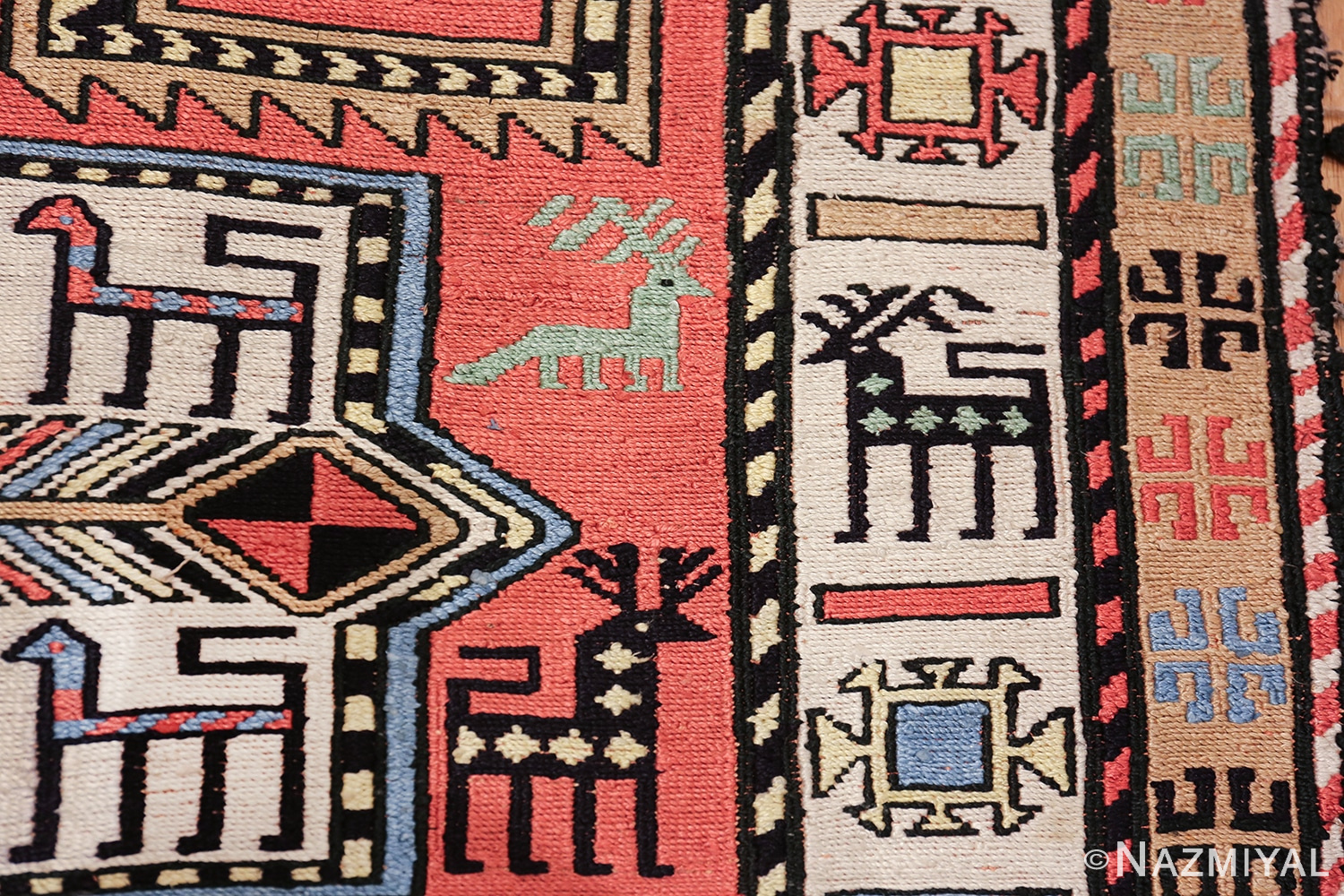 small size silk vintage soumak caucasian 49608 border Nazmiyal