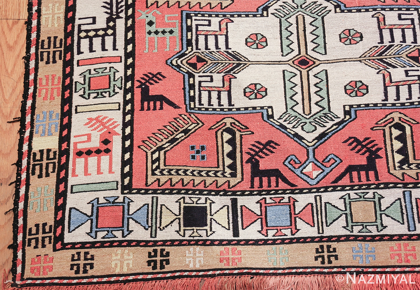 small size silk vintage soumak caucasian 49608 corner Nazmiyal