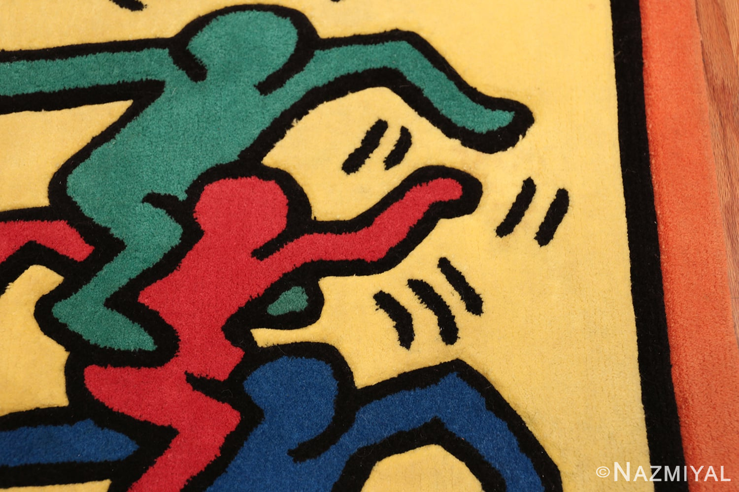 small size vintage american rug designed by keith haring 49660 border Nazmiyal