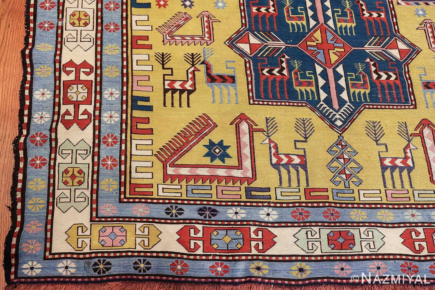 vintage silk soumak caucasian 49609 corner Nazmiyal