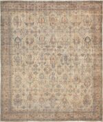 Large Sea Foam Shield Design Antique Persian Kerman Rug 49677 by Nazmiyal