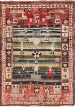 Soccer Field Design Antique Tribal Persian Gashgai Rug 49577 by Nazmiyal