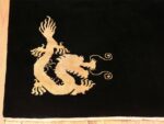 benevolent five clawed dragon design black antique chinese rug 49669 corner Nazmiyal