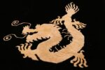 benevolent five clawed dragon design black antique chinese rug 49669 dragon Nazmiyal