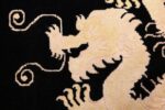 benevolent five clawed dragon design black antique chinese rug 49669 head Nazmiyal