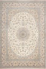 Floral Large Silk and Wool Vintage Persian Nain Rug 60030 by Nazmiyal