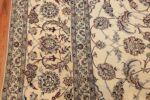 floral large silk and wool nain persian rug 60030 border Nazmiyal