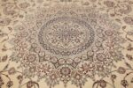 floral large silk and wool nain persian rug 60030 medallion Nazmiyal