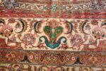 geometric silk vintage qum persian rug 60035 closeup Nazmiyal
