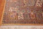 geometric silk vintage qum persian rug 60035 corner Nazmiyal