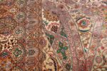 geometric silk vintage qum persian rug 60035 green Nazmiyal