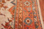 large ivory arts and crafts design antique turkish oushak rug 49672 border Nazmiyal