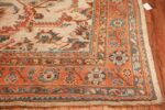 large ivory arts and crafts design antique turkish oushak rug 49672 corner Nazmiyal