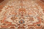 large ivory arts and crafts design antique turkish oushak rug 49672 field Nazmiyal