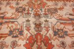 large ivory arts and crafts design antique turkish oushak rug 49672 lines Nazmiyal