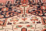 large silk vintage qum persian rug 60034 ivory Namziyal