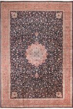 Large Classic Vintage Navy Blue Persian Tabriz Rug 60040 by Nazmiyal