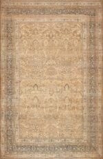 Neutral Earth Tone Color Antique Oversized Persian Tabriz Rug 49427 by Nazmiyal