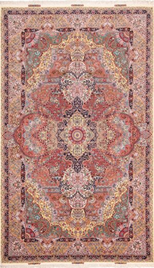 Large Geometric Vintage Silk and Wool Persian Tabriz Rug 60033 by Nazmiyal