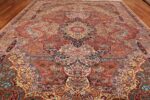 silk and wool large geomteric vintage tabriz persian rug 60033 field Nazmiyal