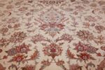 silk and wool large vintage tabriz persian rug 60012 ivory Nazmiyal