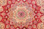square floral silk and wool vintage tabriz persian rug 60021 center Namziyal