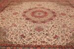 square floral silk and wool vintage tabriz persian rug 60021 field Namziyal