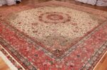 square floral silk and wool vintage tabriz persian rug 60021 side Nazmiyal