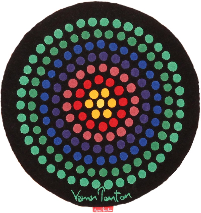 Vintage Round Verner Panton Polka Dot Scandinavian Rug 49684 by Nazmiyal