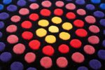 vintage round scandinavian verner panton polka dot rug 49684 colors Nazmiyal