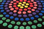 vintage round scandinavian verner panton polka dot rug 49684 rows Nazmiyal