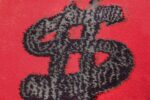 vintage scandinavian andy warhol dollar sign art rug 49671 red Nazmiyal