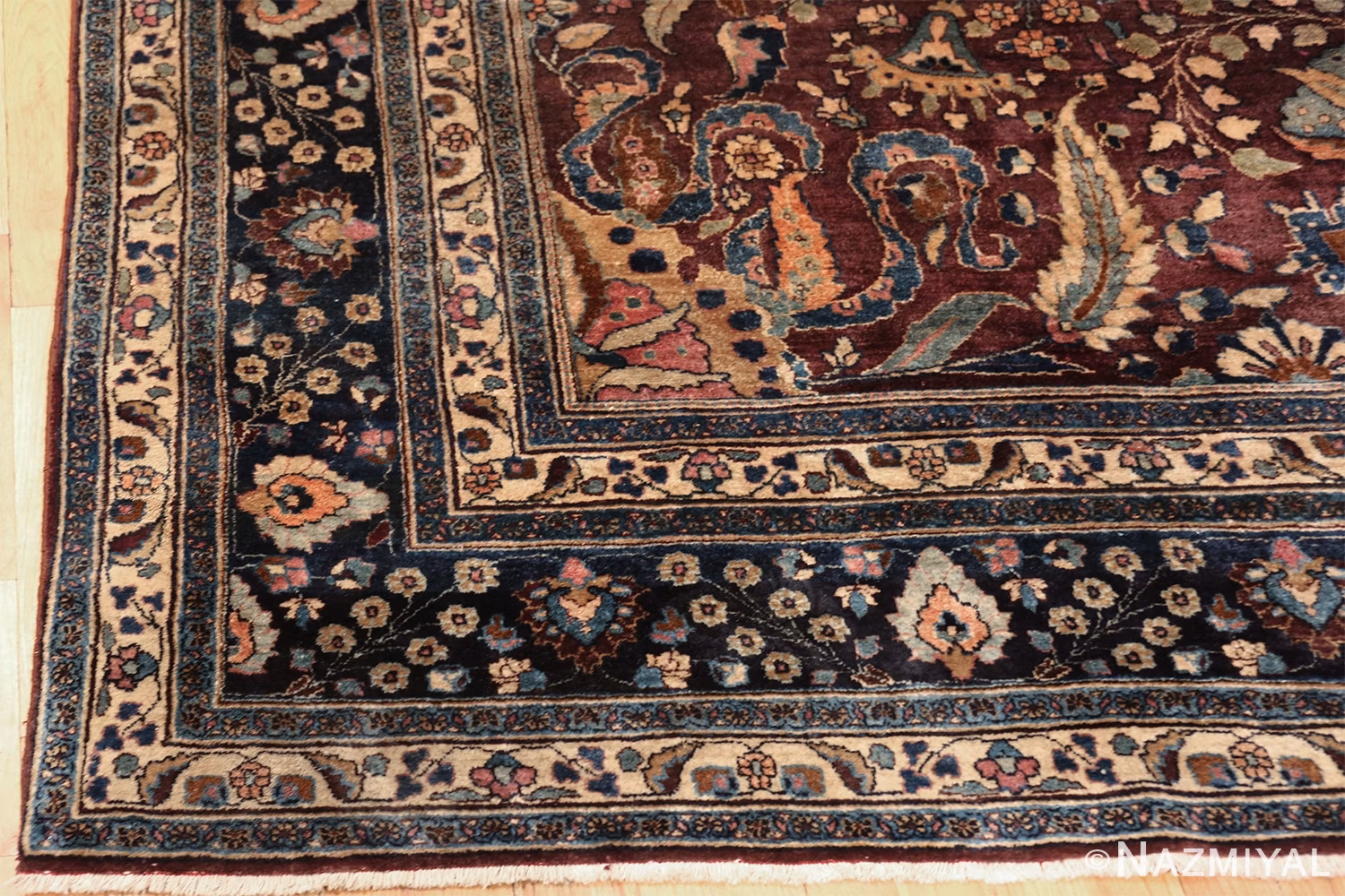 antique purple color persian khorassan rug 49686 corner Nazmiyal