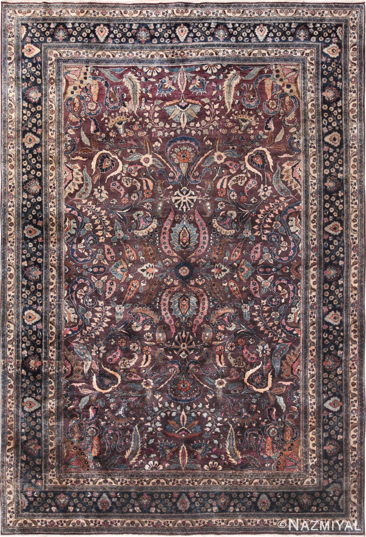 antique purple color persian khorassan rug 49686 Nazmiyal